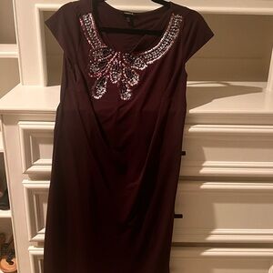 Embellished Burgundy Dress